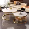 Mesa de café de losa de roca nórdica Sala de estar de apartamento pequeño Uso doméstico Estilo minimalista Mesa de café redonda de mármol Mesa Luz de lujo Moderna Simple