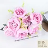 Flores Artificiales, Peonías de 7 Cabezas, Pequeño Ramo de Peonías Estilo Europeo, Ramos de Boda, Flores de Mesa para Hotel, Flores de Seda, Fabricante de Flores Artificiales