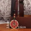 Latón Flor Fantasma de Montaña Moneda Antigua Rojo Cinabrio Aceite Engrosado Agujero Cuadrado Colección de Monedas de Cobre Llavero Colgante Cadena