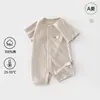 Mono de Malla Verano Estilo Delgado Bebé Algodón Puro Manga Corta Unisex Infantil Clase A Base Ropa de Dormir Pelele Ropa de Salón