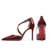 Zapatos de Tacón Alto de Punta con Tiras Cruzadas 2025 Verano Nuevo Estilo Caliente Sexy Hermana Real Estilete Rojo Sandalias Huecas para Mujer