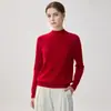 Nuevo suéter de cachemira tipo pullover para otoño e invierno para mujer, cachemira de cabra pura, cuello semi-alto, tejido de punto ajustado, suéter básico para mujer