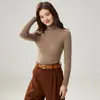 Suéter de cachemira de cuello alto para mujer, estilo otoño e invierno, prêt-à-porter de primera línea, de canalé, corte ajustado, que realza la figura, suéter de punto para capa base, capa interior