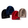 Gorro de Punto para Mujer Cachemira Pura Otoño e Invierno Color Sólido Cachemira Cálido Simple Moda Versátil Azul Marino Talla Única