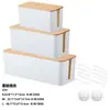 Caixa de Fios Criativa Simples para Mesa com Tampa de Madeira de Bambu Caixa de Fios Placa de Patch Caixa de Armazenamento Caixa de Armazenamento para Fios e Carregadores