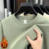 Moletom Masculino Outono Inverno Nova Temporada Descente Algodão Gola Redonda Pulôver Cor Sólida Manga Longa Casual Versátil Solto Camada Base Top