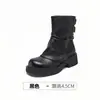 Botas de Cano Curto Melanoid Femininas Mais Vendidas 2026 Novas Outono Botas Marrons Franzidas Solado Grosso Botas para Calça com Aumento de Altura