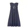 Comércio Exterior Transfronteiriço Roupas Femininas Primavera 2026 Estilo Europeu e Americano Vestido Jeans Tubinho Costas Abertas com Cinto para Mulheres K41549