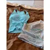 Pijama de Chaleco con Espalda en I Color Azul Lago para Mujer, Nuevo Estilo Veraniego, Shorts Casuales y Cómodos, Conjunto Adelgazante para Casa, Se Puede Usar Afuera