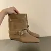 Encuentro Primero Temporada Botas Delgadas Botines Cortos para Mujer 2026 Otoño/Invierno Nuevo Estilo Botas Cónicas Maillard Botas Martin Botas Individuales