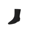 Botas de chimenea de piel de vaca estilo minimalista europeo 2026 invierno tacón bajo grueso versátiles puntera cuadrada piel genuina slip-on de media pantorrilla para mujer