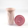 Bonita taza de plástico para niña, de alto valor de color, con boca de paja, portátil, apartada del camino, con revestimiento de diamante de doble capa, taza para té con leche