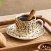 Osso China leopard-print copo beber pires terno copo de café da manhã doméstico com tampa e colher copo de café caneca feminina de alto valor
