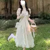 2026 Nueva Moda de Verano Vestido Largo Estilo Francés con Cuello Cuadrado, Ceñido a la Cintura, Adelgazante Vestido de Chifón Estilo Hada, Venta al por Mayor Transfronteriza