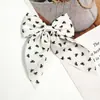 Fita Fresca com Estampa de Bolinhas Florais Preto e Branco Laço Cauda de Andorinha Acessórios de Cabelo Feitos à Mão DIY Roupas Sapatos Chapéus Bolsas Acessórios