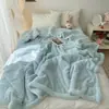 Ins manta de pelúcia com coelho jacquard estilo coreano inverno espessada quente capa de sofá manta xale manta dupla 4