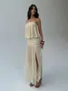 Vestido tube top sexy de color liso con abertura, elegante y grácil con un dobladillo amplio