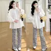 Camisa de maternidad nueva versión coreana 2026 estilo francés holgada de manga larga