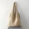 Nova Bolsa de Ombro Tricotada Cor Sólida Estilo Coreano Ins, Bolsa de Mão Vazada, Bolsa Tote de Grande Capacidade, Bolsa Transversal Feminina
