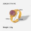 Anillo de red INS de Europa y Estados Unidos 18K oro óvalo ojo de tigre/verde/púrpura piedra semipreciosa anillo abierto mujer