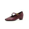 Extremadamente cómodos, piel suave de cordero de capa superior, no cansan los pies, versátiles para el día a día, zapatos Mary Jane de punta redonda, zapatos de verano para mujer con tacón medio grueso