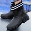 Botas de lluvia de tubo medio de moda transfronteriza para amantes, suela gruesa, impermeables, antideslizantes, resistentes al desgaste, con forro polar, cálidas y para acampar para mujeres.
