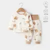 Conjunto de roupas de outono para crianças, pijama A-class para bebê, conjunto de roupa íntima térmica para bebês, conjunto de duas peças sem costura de algodão puro para outono