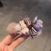 Pinza para el Cabello de Moda de Alta Gama, Lujo Ligero, Conejo Morado con Pedrería para Mujer, Elegante Pinza Lateral para la Parte Posterior de la Cabeza