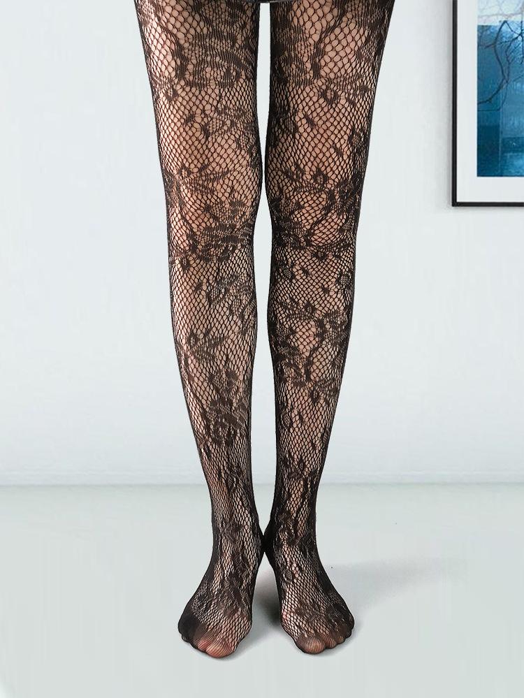 枝叶提花小网连裤袜803