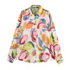Camisa Elegante de Moda 2026 Estilo Europeo y Americano Transfronterizo para Mujer al por Mayor Estampado Floral Textura de Satén de Seda 3040194