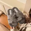 Pantuflas de Peluche de Hada con Lunares Franceses 2026 para Mujeres Embarazadas Ropa de Exterior para Mujer Estilo de Fondo Plano Otoño/Invierno Pantuflas de Algodón Chanclas Nuevo Estilo