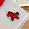 Presilha de Cabelo de Pônei com Strass Vermelho Desenho Animado de Nicho para Mulheres, Novo Acessório de Cabelo Versátil de Ano Novo para Crianças, Presilha Lateral para Franja e Cabelo Solto