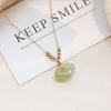 Colar Xiangyun Ping An Ruyi com fecho Hetian Jade, colar feminino estilo literário e antigo, design de nicho de longa duração, corrente de clavícula Sense