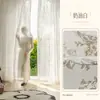 Cortina de Gasa de Alta Gama para Habitación Infantil Mosquitero para Ventana Impermeable a la Luz Sala de Estar Dormitorio Balcón Lino Crema Gasa de Gominola