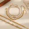 Pulseira Europeia e Americana Transfronteiriça de Aço Inoxidável Totalmente Cravejada com Diamantes Design de Nicho Estilo Luxo Leve Pulseira de Corrente de Tênis Cravejada com Zircônia Que Não Desbota