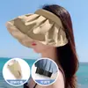 Chapéu de Proteção Solar Estilo Zhao Lusi para Mulheres, Viseira de Sol de Verão com Proteção UV, Chapéu de Sol de Verão