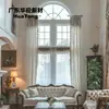 Gesso Relevo Sala de Estar Janela Grande Arqueada Parede Esculpida Retro Americano Villa Janela Lateral Envolvente Estilo com Linha em Relevo