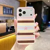 O Macaron Mais Vendido da América do Norte com Listras Coloridas Capa de Celular Amigável à Pele para iPhone 17 Capa de Silicone Líquido para Apple 18Pro