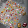Novos Adesivos 3D para Unhas Cartoon Laser Dança do Leão Festiva, Decorações de Unhas Autoadesivas Impermeáveis de Longa Duração