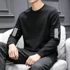 Camiseta de manga comprida de outono, estampa, plus size, para adolescentes, gola redonda masculina, simples e com caimento solto, top da moda