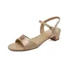 Estilo Chanel ~ Sandalias Abiertas Francesas para Verano Nuevo Estilo Elegante Camelia Tacones Altos talla extra Zapatos de Mujer