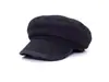 Gorra de béisbol octagonal retro estilo británico de mezclilla para mujer, otoño e invierno, con visera de cuero, color liso, estiliza el rostro, moderna y versátil