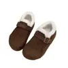 Zapatos Birkenstock Individuales Casuales de Suela Gruesa Completamente Cubiertos Zapatos Peludos para Mujer 2026 Invierno Nuevos Botas de Nieve Cálidas Mocasines con Forro de Terciopelo Zapatos de Algodón