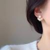 Novo estilo brincos elegantes socialite Pérola requintada deusa luz luxo pétala asas elegante um duas peças cobre agulha pino brincos