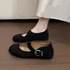 Zapatos de tacón bajo franceses de una sola pieza para mujer, verano, para llevar con faldas, nuevo estilo 2026, suela suave, Mary Janes de una sola tira, zapatos retro para el trabajo