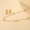 Joyería Transfronteriza Europea y Americana Colgante de Corazón de Concha Blanca Estilo Francés Pendientes de Acero Inoxidable de Moda Conjunto de Joyería para Mujer