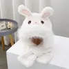 Gorro con Bufanda Integrada de Dibujos Animados para Niños, Protección para los Oídos, para Niños y Niñas, Felpa Gruesa Caliente, Cortavientos, Peluche, Gorro para Bebé