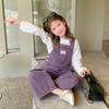 Pantalones con peto para niñas Salt Sweet 2023 Primavera y Otoño Nuevos Pantalones para bebé Pantalones con peto para niños Morado Lavado Vintage