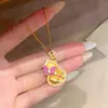 Colar com Pingente de Cabaça Dupla Borboleta Zircônia, Corrente para Suéter Feminino Outono/Inverno, Luxo Leve, Alta Qualidade, Joia de Design Único