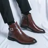 Botas Chelsea exclusivas transfronterizas talla grande para hombre estilo británico de moda de caña alta de cuero con cremallera lateral Botas Martin de media caña caballero